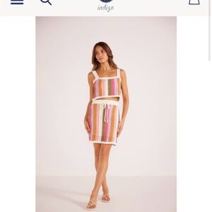 MinkPink NWT Lito Stripe crochet crop top and skirt